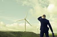 Wind turbine: carbon price on pollution, a clean energy future
