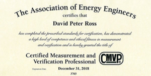 Certificate: Certified Measurement and Verification Professional (CMVP): Dr Davide Ross