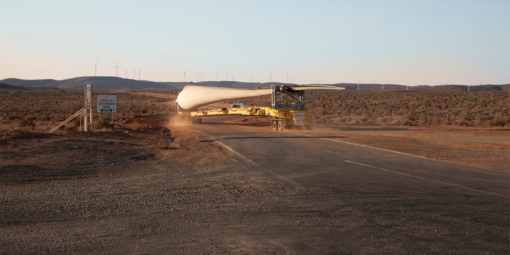 Pangolin Associates - 100% Renewable Energy (100RE) services. (Delivery of a wind turbine blade NSW.)