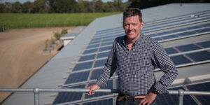 James Robson, Ross Hill Wines, Orange, NSW with solar panels